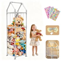 Stuffed Animal Storage, Zoo Toy Organizer with Elastic Bands, Large Capacity Stuffed Animal Holder with Suction Cups, Nursery, Playroom, Kids Bedroom Toy Storage
