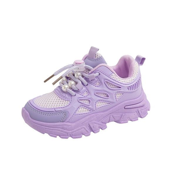 LTTVQM Girls Sneakers Lace Up Non-Slip Gum Sole Lightweight Outdoor Running Orthopedic Shoes Mesh Breathable Walking Shoes Purple 3 Big Kids