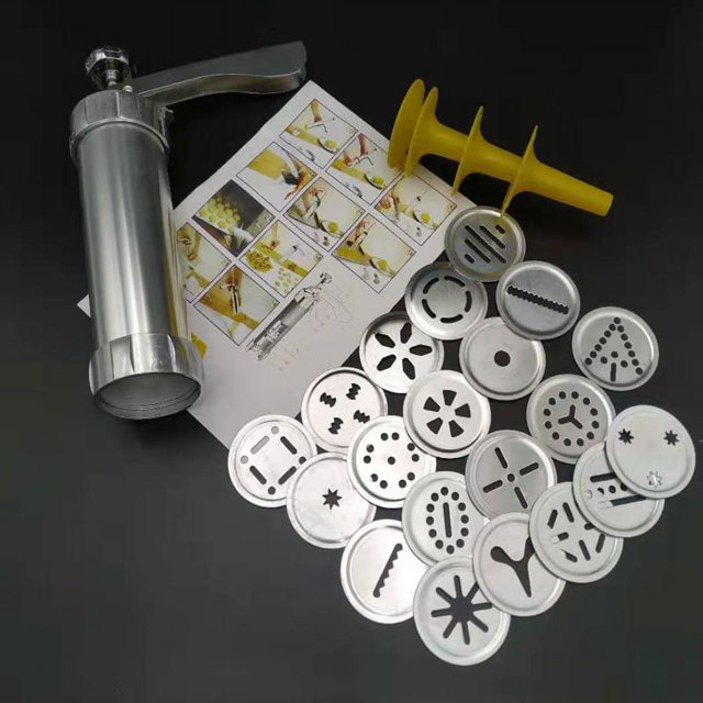 Prensas para galletas, prensa para repostería con 20 accesorios y 4 accesorios para pulverizar, molde para repostería DIY, herramientas para hacer galletas, herramientas para hornear en casa
