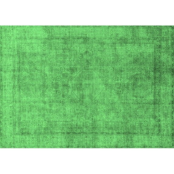 Ahgly Company Indoor Rectangle Abstract Emerald Green Modern Area Rugs, 4' x 6'