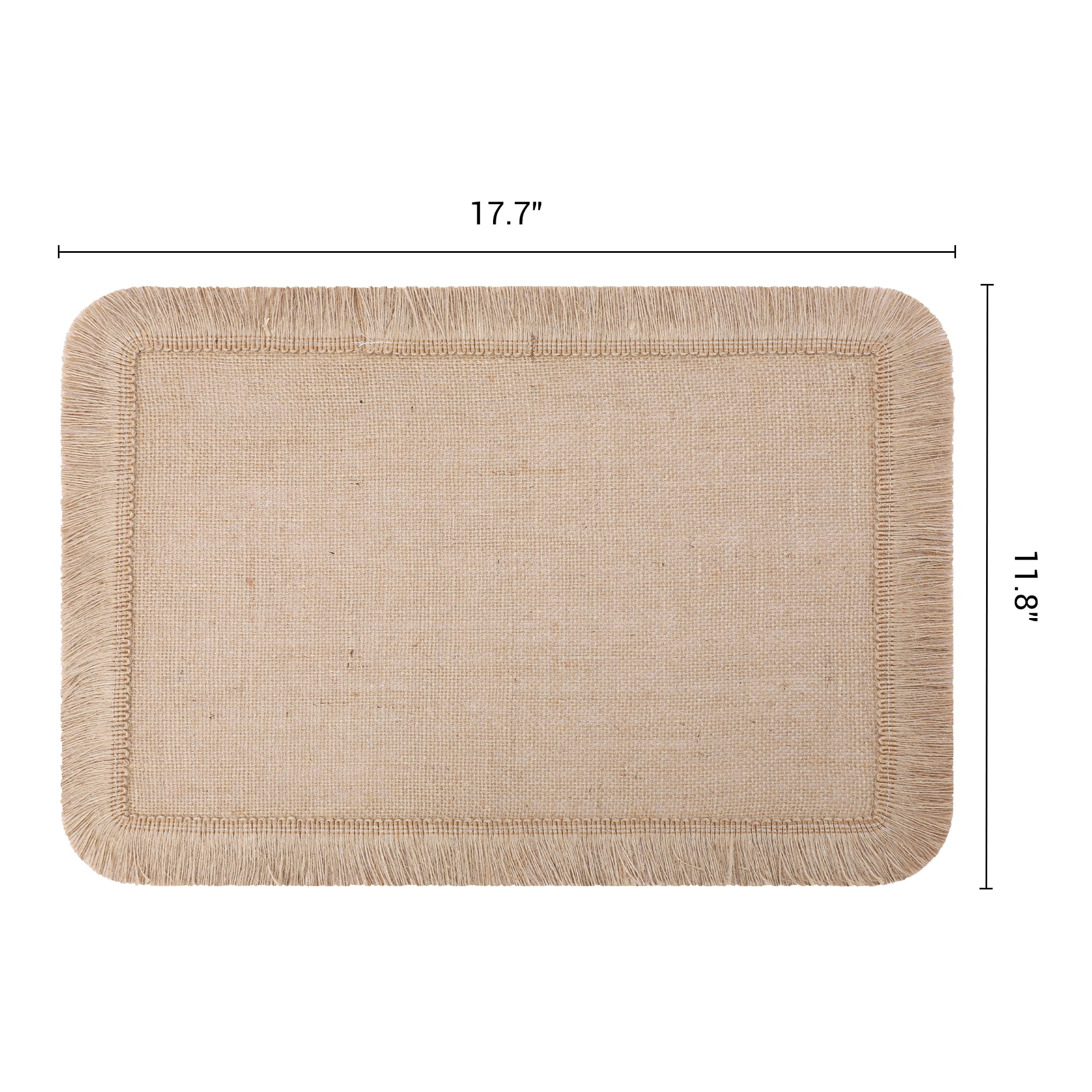 Unique Bargains Farmhouse Placemats 6pcs Jute Placemats Yellow Fringe 17.7"x11.8"