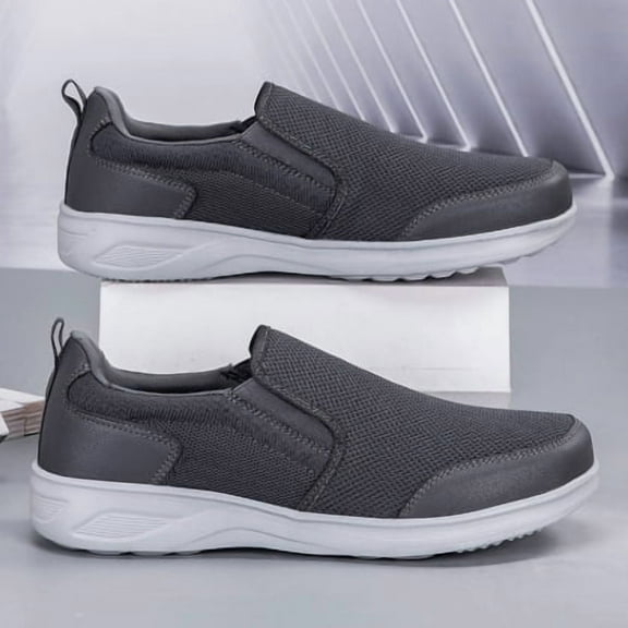 Men's Extra Wide Slip on Walking Shoes, Lightweight Anti-slip Breathable Casual Loafers for Standing All Day