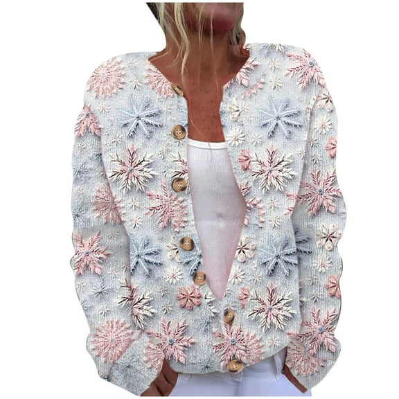 Penkiiy Christmas Sweaters For Women Warm Open Front Cardigan Comfy Knit Sweater Fall Outfits Long Sleeves Sweater Jacket L Multicolor