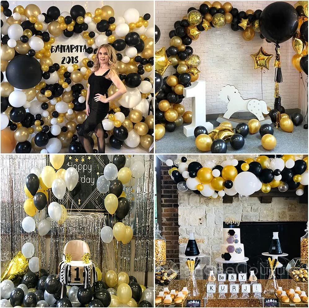 AOWEE Men Black Gold Party Decoration, Black Agate Sequins Balloon Garland  Kit with Confetti Balloons Happy Birthday Banner for Men Women 30th Birthday  Baby Shower 
