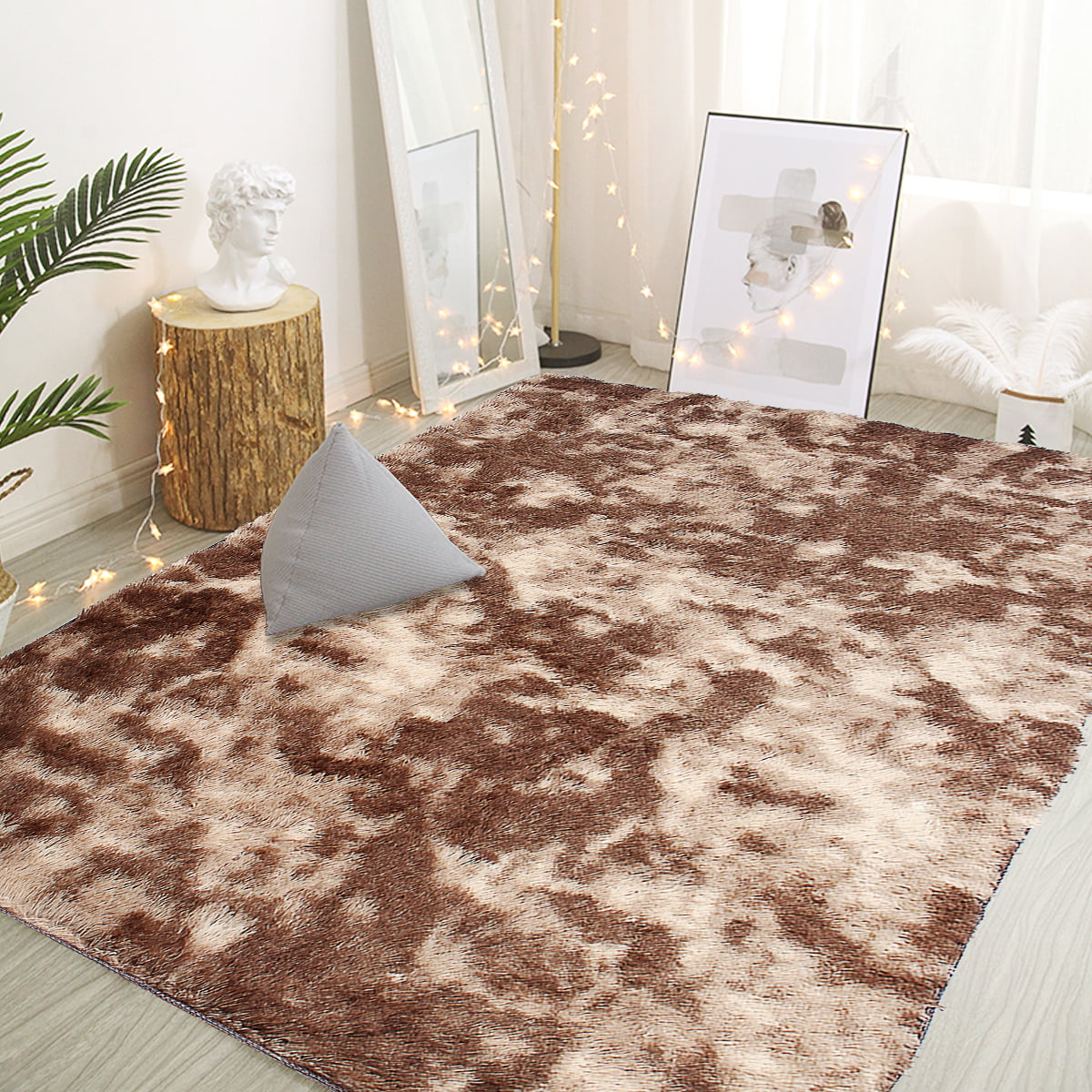 Plush Shaggy Soft Round Carpet Non-Slip Water absorption Floor Rug Yoga Mat n 