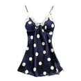 thumbnail image 1 of Gibobby Pijamas mujer invierno Mujeres Casual Sexy Home Suspender Camisón Decoración de encaje Polka Dot Print Camisón(Azul,CH), 1 of 3
