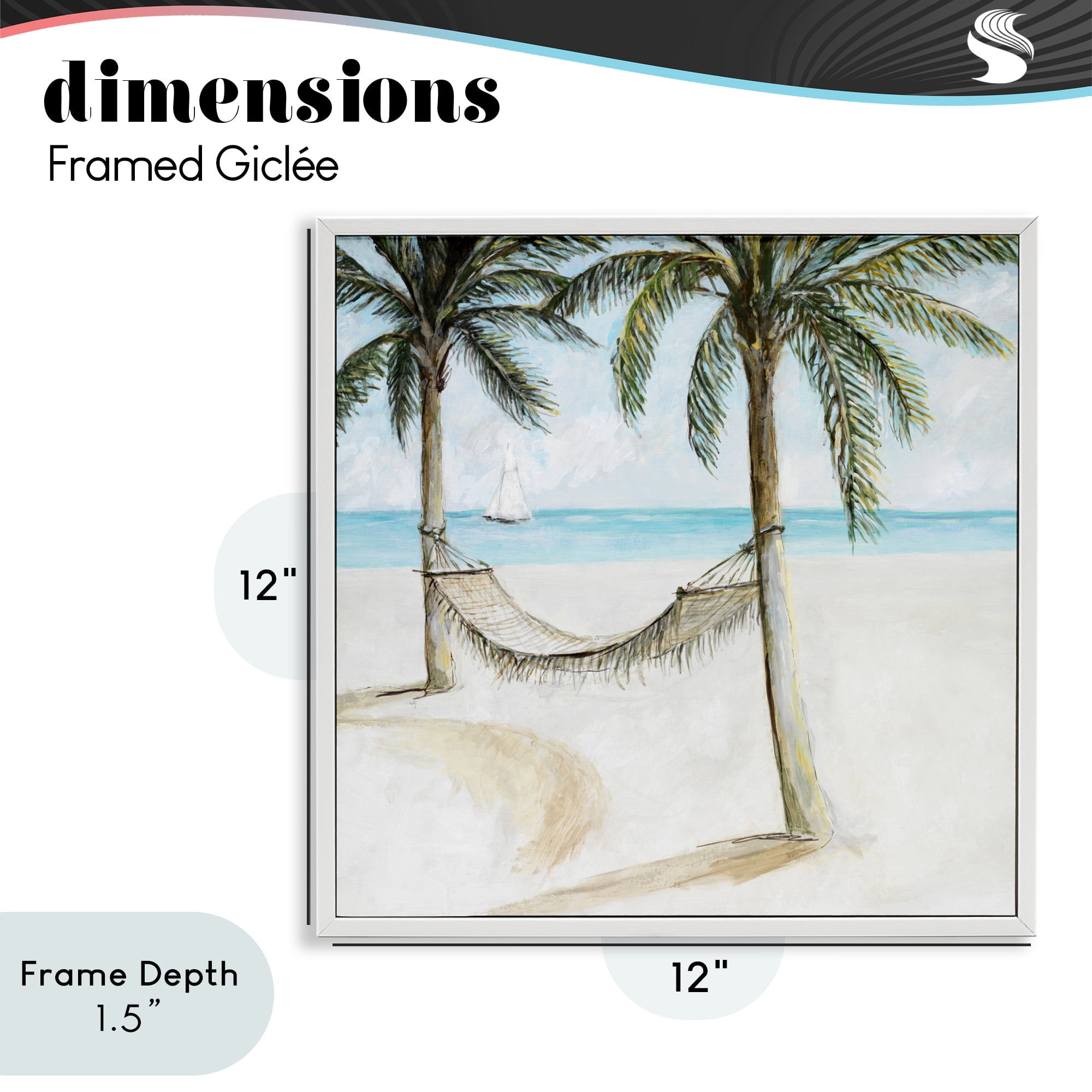 Stupell Industries Beach Hammock Coastal Scene White Framed Giclee Art, design by Lorenzo Collective
