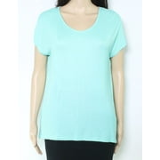 Jones New York Womens Ribbed T-Shirt Blue Small V-Neck Tee $42