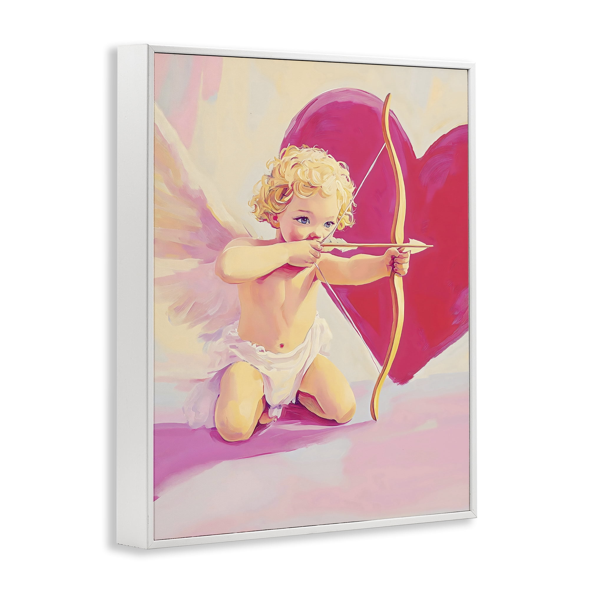 Stupell Industries Cupid Shooting Arrow with Heart White Framed Giclee Art, design by The Prints Vibe