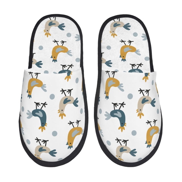Fotbe Farm Roosters Pantuflas Peludas para Mujer con Estampado, Zapatillas de Peluche, Zapatos de Invierno para Casa, Uso Interior y Exterior-Medium