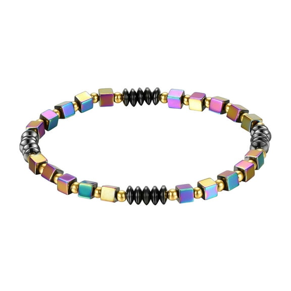 Gunyslmo Under $5 Ladies Personality Fashion Oval Magnetic Black Gallstone Beaded Beach Bracelet