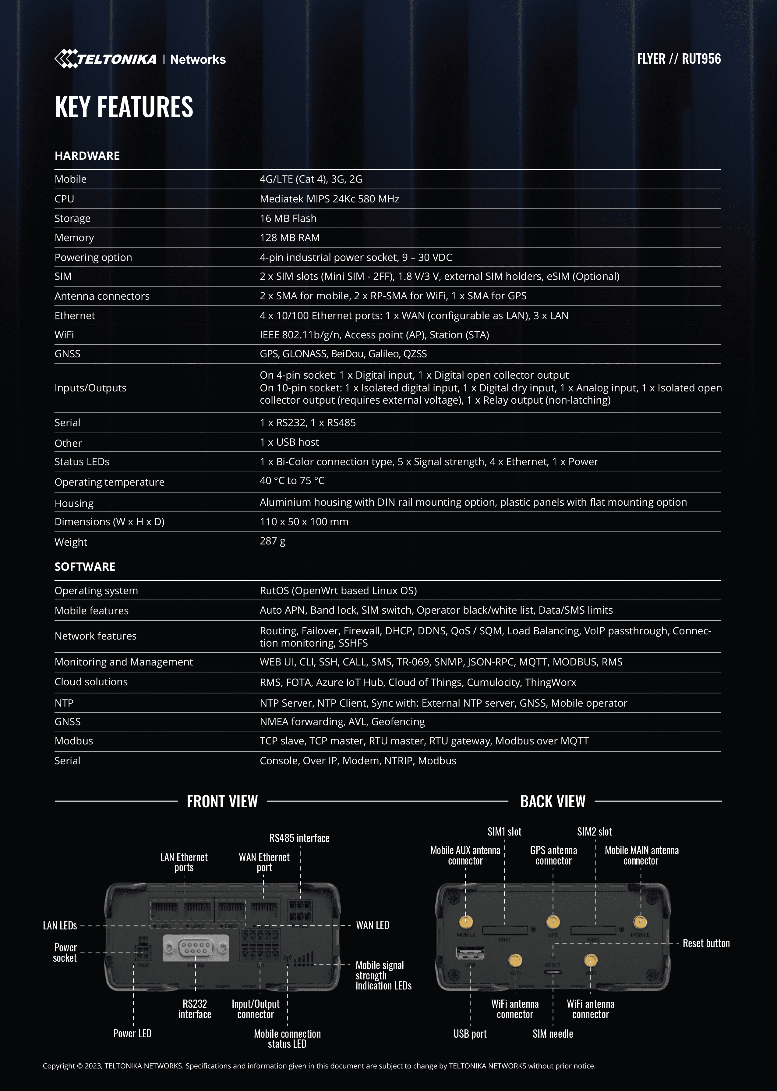 Teltonika Networks RUT956A00A00 4G LTE Router