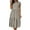Gray, variant on Summer Dresses for Women 2026 Short Sleeve Crewneck Linen Dress Solid Color Layered Pleated Long Dress Casual Loose Fit Flowy Maxi Dress Khaki S