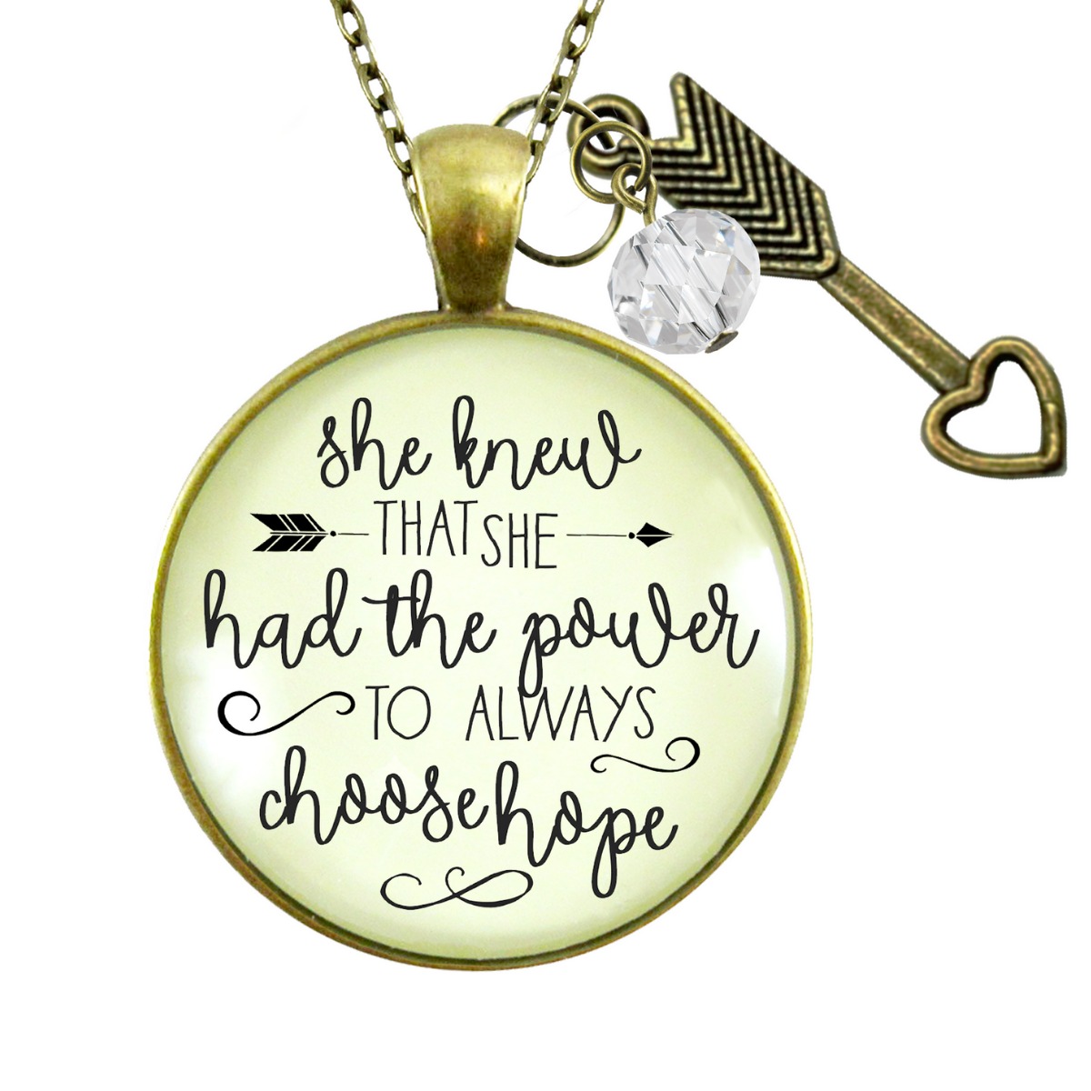 Power Choose Hope Necklace Gutsy Goodness Female Adult Bronze Metal