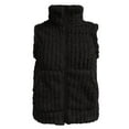 thumbnail image 4 of Women's Double Sided Plush Vest, Sleeveless Stand Collar Cardigan, Full Zip Waistcoat Jacket, Casual Layering Piece, Soft Fleece Outerwear, Versatile Everyday Wear Black L, 4 of 4