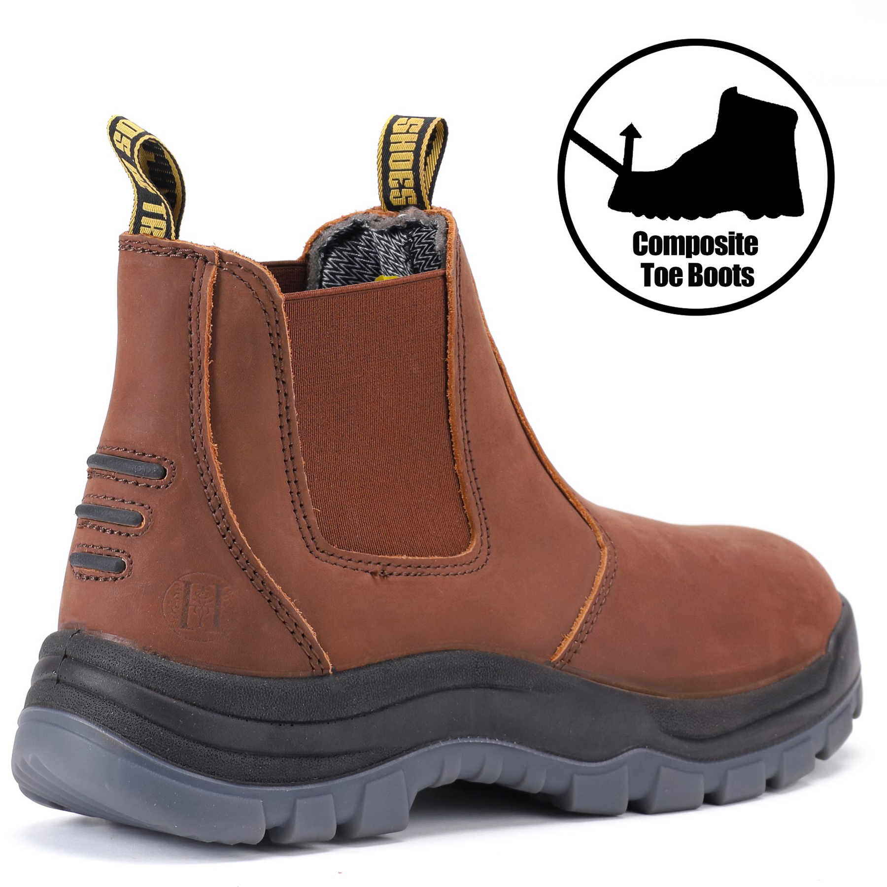 Handpoint Men's Composite Soft Toe Safety Work Boots - Waterproof, Slip Resistant, Anti-Static, Size 10 (US/UK)
