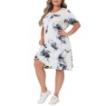 thumbnail image 4 of Agnes Orinda Plus Size Dress for Women Round Neck Tie Dye Short Sleeve Casual Midi Dresses 2024, 4 of 5