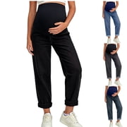 Bixock Women's Maternity Pants Over Belly Wide Leg Jean Elastic Waist Workout Casual Maternity Pants Loungewear Maternity Clothes XXL