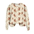 thumbnail image 4 of Kaprioy Merry Christmas Long Sleeve Tops for Women Pullover Sweatshirts Cute Christmas Elk Graphic Holiday Crewneck Fall Fashion Clothing Khaki, XL, 4 of 6