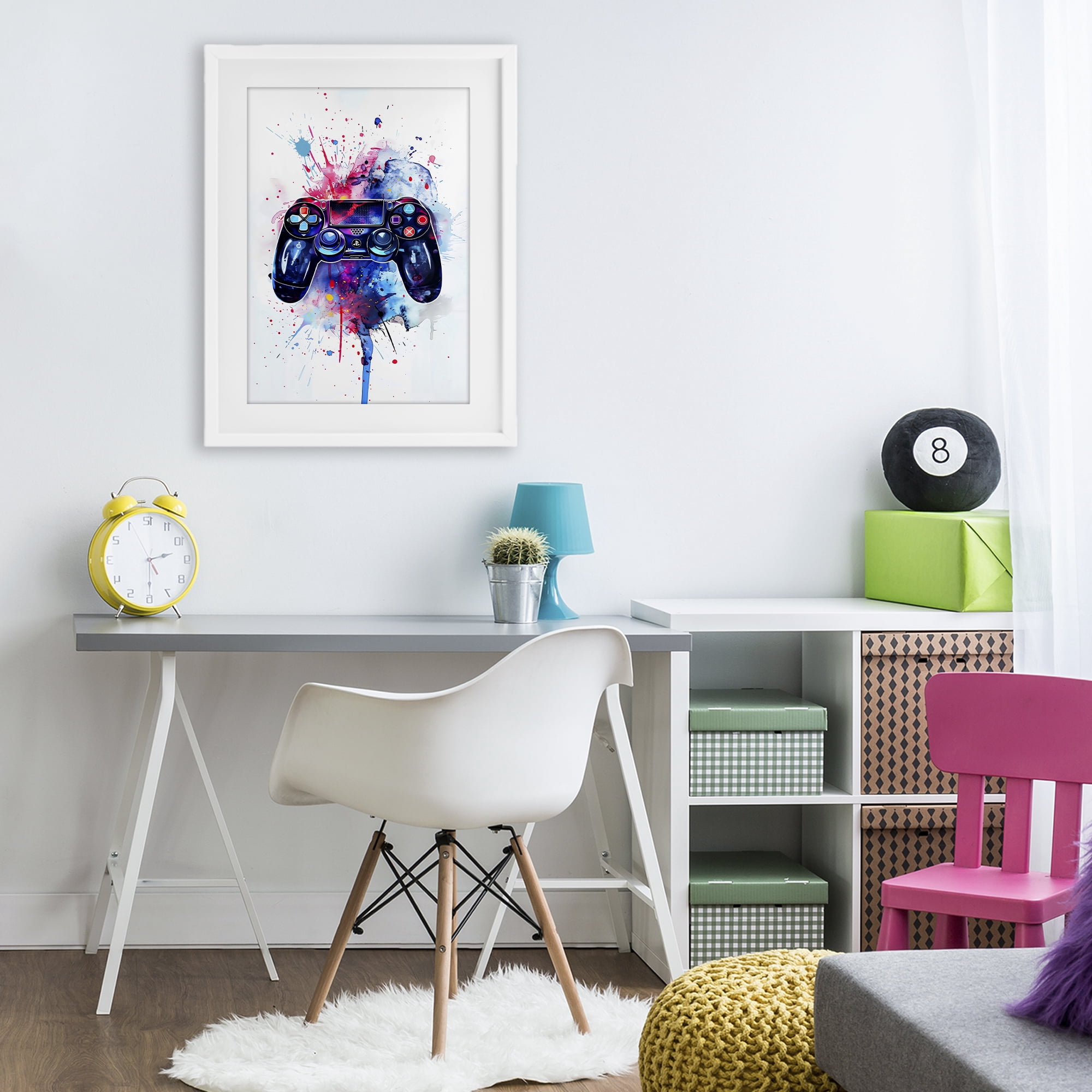 Stupell Industries Burst of Color Controller White Framed Print Under Glass, design by Creative Studio