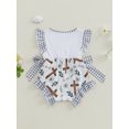 thumbnail image 4 of aturustex Toddler Baby Girls Plaid Romper 0 3M 6M 12M 18M Infant Ruffle Sleeveless Bodysuits Cross Embroidery Smocked Jumpsuits Round Neck Rompers Lit Cute Casual Daily Spring Summer Outfits, 4 of 8