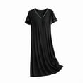 thumbnail image 5 of Sakmal Nightgowns for Women Cotton Plus Size Sleep Dress Black Short Sleeve Nightgowns for Women, 5 of 5