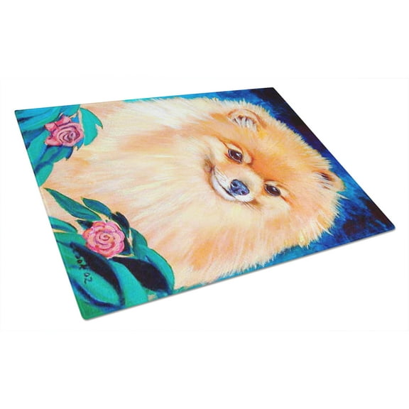 Carolines Treasures 7165LCB Pomeranian Garden Bud Glass Cutting Board Large, 12H x 16W, multicolor