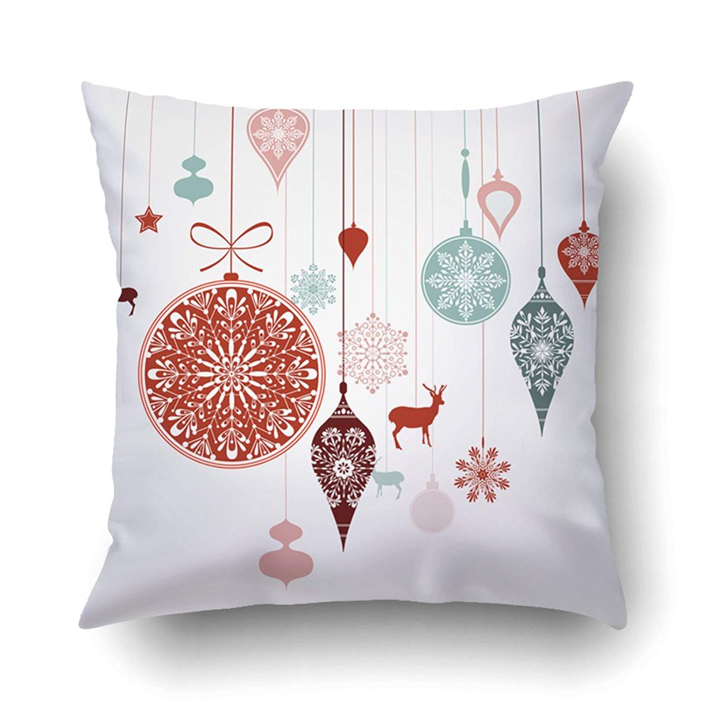BPBOP Xmas Christmas Colorful Snowflake Reindeer Xmas Stars Pillow Case