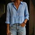 thumbnail image 2 of ClodeEU Women's V Neck Long Sleeve Peplum Blouse,Casual Solid Color Ruffle Hem Top B-Green,Women's Plus S, 2 of 7
