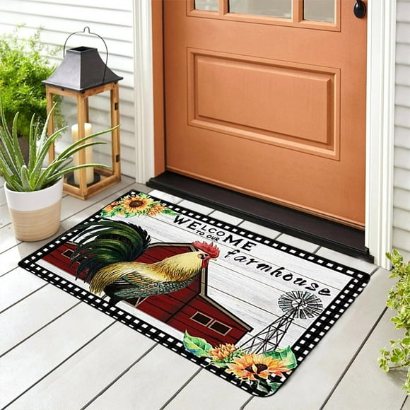 Rewenti Big Rooster Decorative Rug In Front of the Door Rug Super Absorbent Quick Dry Rubber Backing Non Slip Washable Super Soft Non Slip Modern Home Decornon-Slip Wear-Resistant and Quiet Carpet