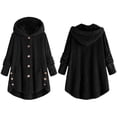 thumbnail image 6 of Womens Button Up Sherpa Jacket with Pockets Plaid Fleece Hoodie Winter Coat Outerwear, 6 of 7