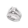 thumbnail image 1 of FB Jewels 14kt White Gold Princess Diamond Bridal Wedding Ring Band Set 3 Cttw Size 7.5, 1 of 1