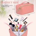 thumbnail image 4 of FOAUUH Makeup Bag - Large Capacity Travel Cosmetic Bag, Portable Leather Waterproof Women Travel Makeup Bag Organizer, with Handle and Divider Flat Lay Checkered Cosmetic Bags (pink), 4 of 6