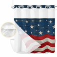 thumbnail image 2 of 4th of July No Hook Shower Curtain Waterproof,Bathroom Curtains with Snap in Liners and See Through Top Window,American Flag Star on Wood Independence Day Hotel Bathtub Curtains Shower 66"Wx72"L, 2 of 8