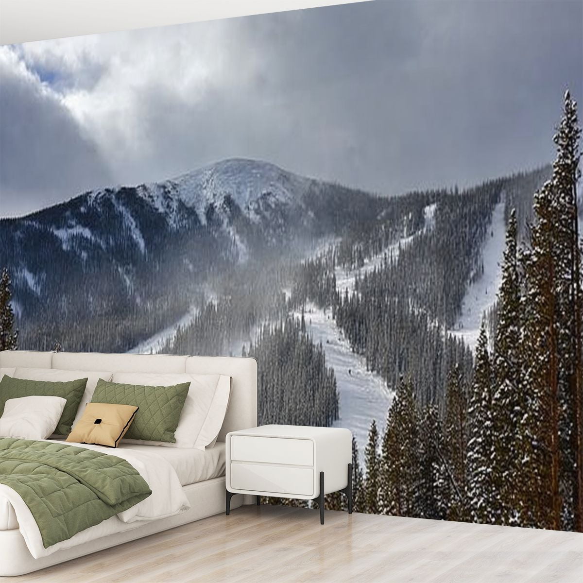 Peel and Stick Wallpaper winter park ski area skiings Modern Art Wall Mural Decor Self Adhesive and Removable 69in x 98in