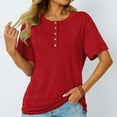 thumbnail image 6 of Women's Short Sleeve T-shirt Women'S Fashionable And Casual Solid Color V Neck Short Sleeved T Shirt,Red Women's Short sleeve T-shirt S, 6 of 6