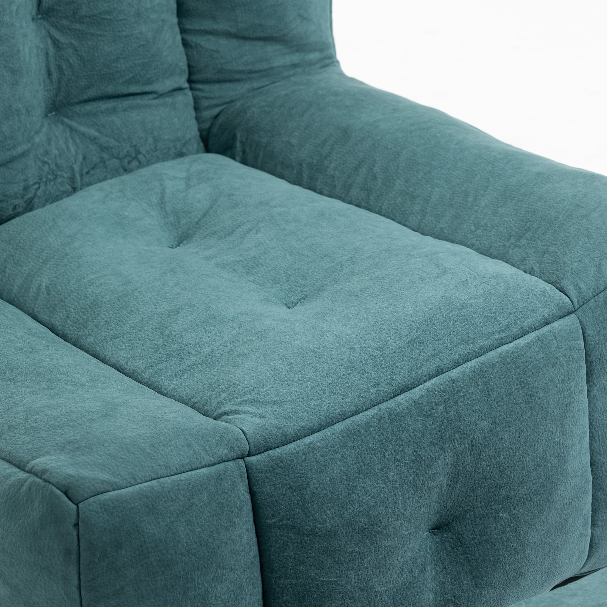 Accent Chair with Ottoman Set,Modern Velvet Bean Bag Chair for Adults and Childs,Upholstered Lazy Sofa Chair Armchair for Living room, Bedroom, Apartment,Green
