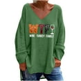 thumbnail image 2 of Drses Womens Wine Turkey Family Sweatshirt Thanksgiving Sequin Print V-Neck Long Sleeve Wine Turkey Family Shirts, 2 of 4