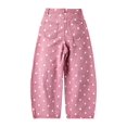 thumbnail image 6 of Women'S Polka-Dot Print High-Waist Seamed Wide-Leg Cropped Casual Pants Pink XXL, 6 of 7