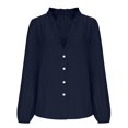 thumbnail image 2 of Womens Long Sleeve Button Down Shirts Cotton Work Blouses Casual Fall Tops Basic for Office Business, 2 of 6