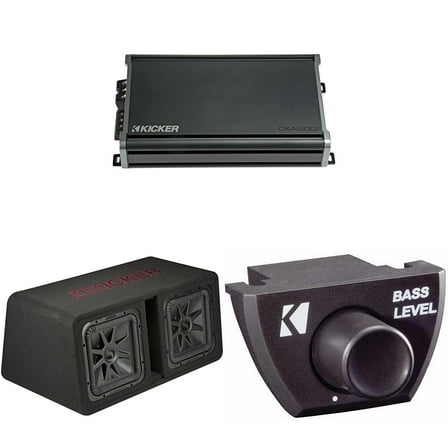 Kicker 45DL7R122 Dual 12" L7R 2-Ohm Loaded Vented Enclosure - w/ CXA1200.1 Amp & Bass Knob Bundle