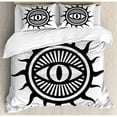 thumbnail image 3 of Occult Decor Twin Size Duvet Cover Set, Third Eye Symbol in Sun Circle Pattern the Locus of Force Art Print Image, Decorative 2 Piece Bedding Set with 1 Pillow Sham, Black and White, by Ambesonne, 3 of 3