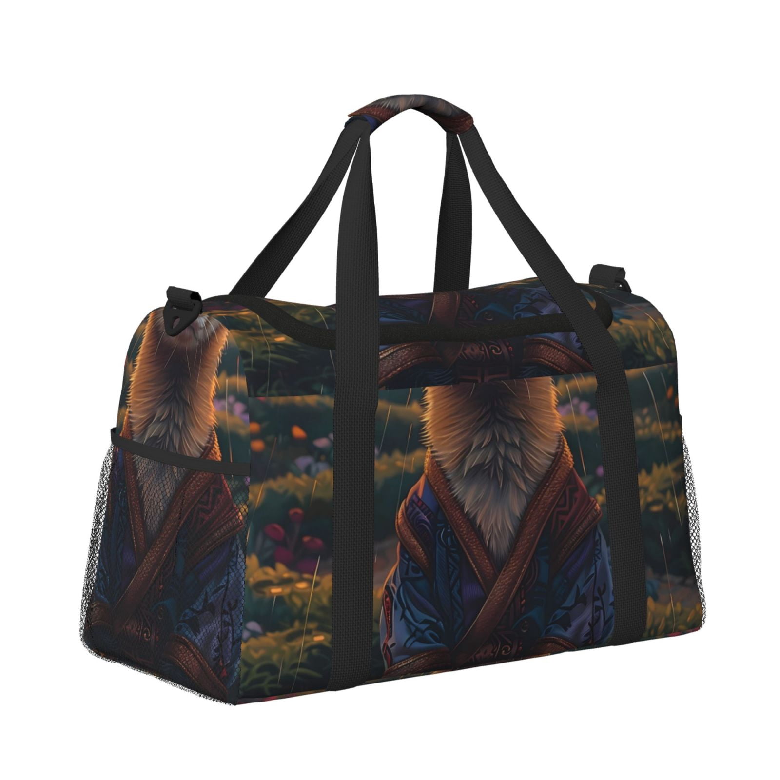 Fuzoiu Garden Meditating Weasel Print Travel Duffle Bag,Carry On Tote Bags,Duffel Bag,Sport Gym Bag, Hospital Bag for Labor and Delivery, Overnight Bag,Luggage Bag