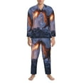 thumbnail image 3 of Susaid Winter Fire Dragon Print Men's Long Sleeve Pajama Set, Two-Piece Button-Down Loungewear PJs Set, Comfortable Sleepwear for Relaxation-Medium, 3 of 7