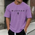 thumbnail image 2 of FUZHIQ Christian Shirts for Men Blessed Cross Graphic T-Shirt Casual Streetwear Vintage Tee God T-Shirt Top, 2 of 5