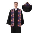 thumbnail image 4 of Logiee Astronaut Dolphin Print Unisex Adult Graduation Stole Shawl 72" Long for Academic Commencements Shawl-Flattened, 4 of 7