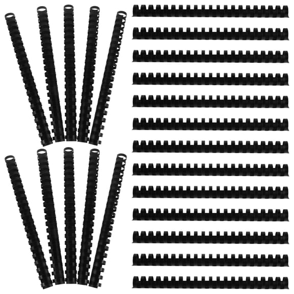 WORGEOUS 1 Box of 50pcs Ring Sticks with 21 Rings Plastic Comb Bindings Loose-leaf Book Text Binding(22mm Black)