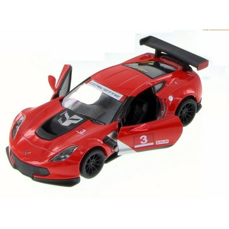 Chevy Corvette C7 Race Car #3, Red w/ Decals - Kinsmart 5397D - 1/36 Scale Diecast Model Toy Car