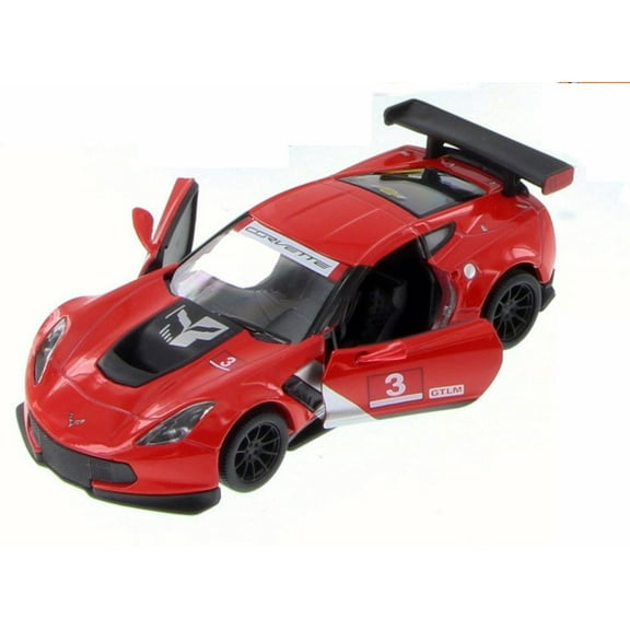 Chevy Corvette C7 Race Car #3, Red w/ Decals - Kinsmart 5397D - 1/36 Scale Diecast Model Toy Car