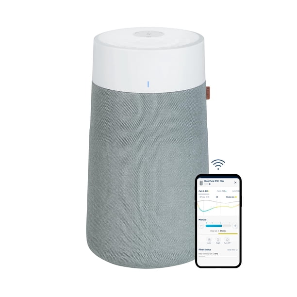 BLUEAIR Purificadores de aire para habitaciones grandes, recámara, limpia 2.232 pies cuadrados en una hora, HEPASilent Smart Air Cleaner para el hogar, mascotas, alergias, virus, polvo, moho, humo